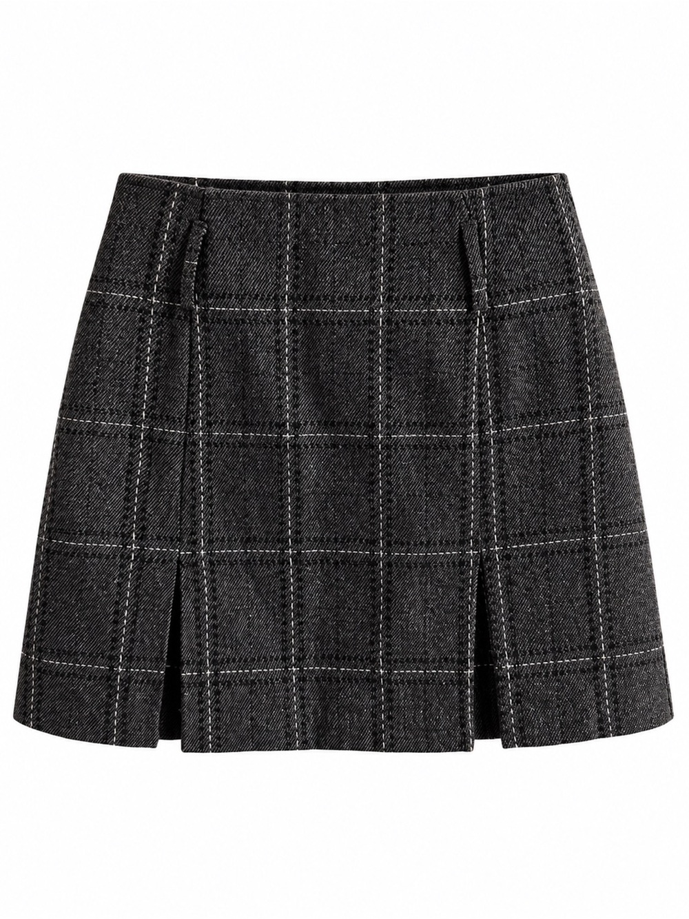 San Francisco Vintage Grey Plaid Wool-Blend Pleated Mini Skirt Size 8